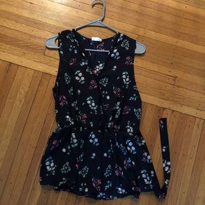 Navy blue bright color florals, sleeveless
